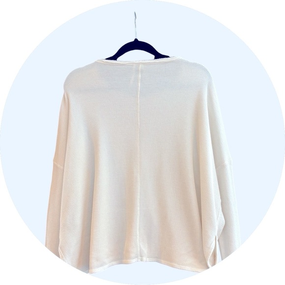 Anthropologie Oversized Cropped Waffle Weave Long Sleeve Top. Size XS. - Picture 5 of 9